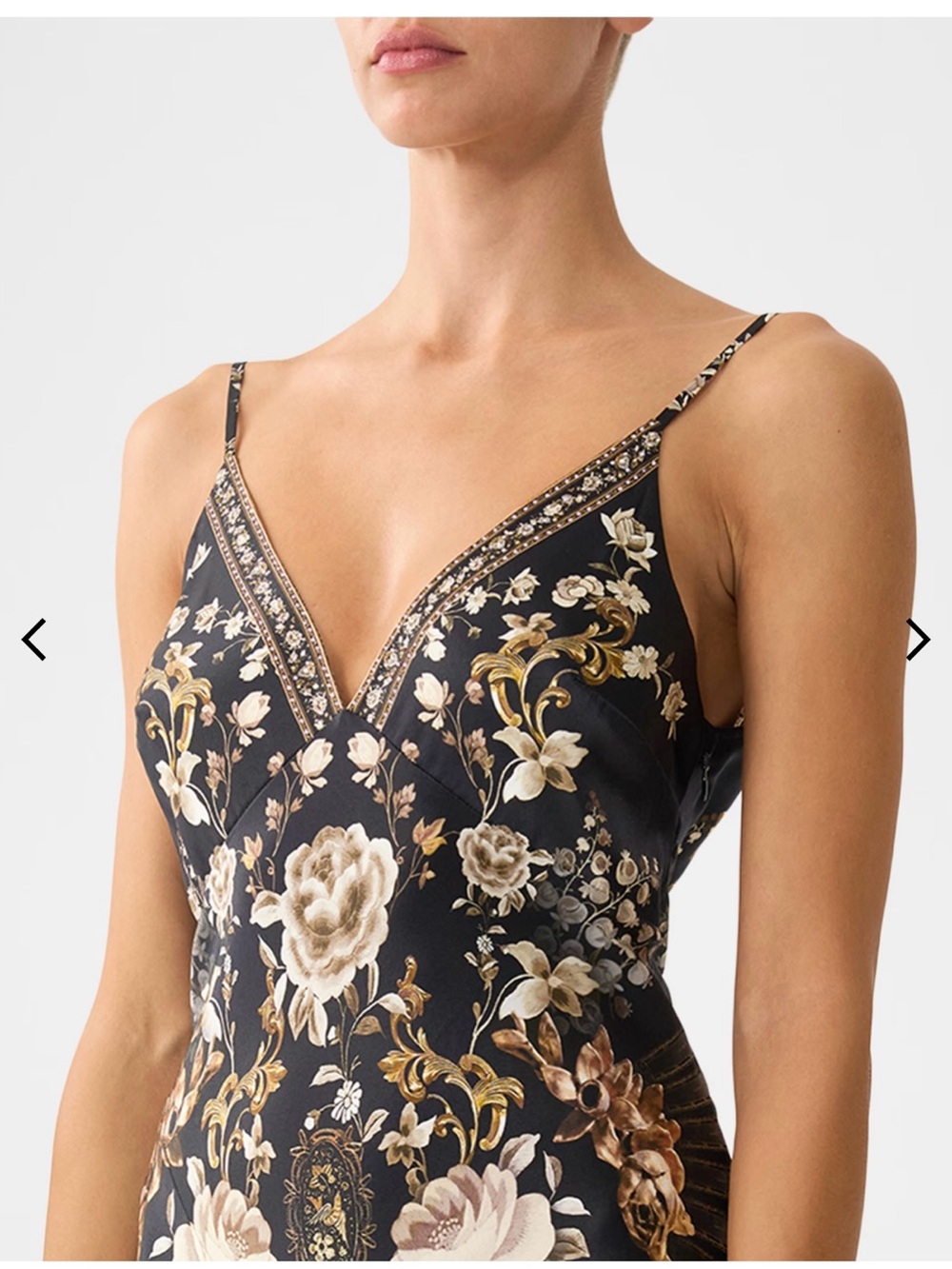 Camilla Black Floral V-Neck Flamenco Folklore Spaghetti Strap Maxi Dress - Picture 6 of 15